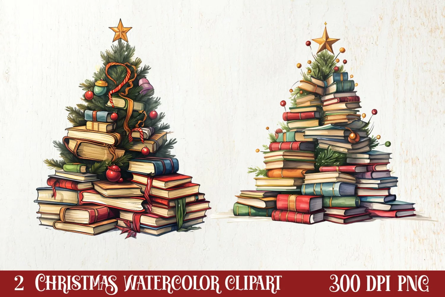 Christmas Books Tree Sublimation Clipart, Christmas Clipart product image 1