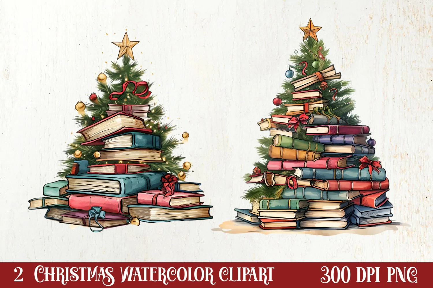 Christmas Books Tree Sublimation Clipart, Christmas Clipart product image 1