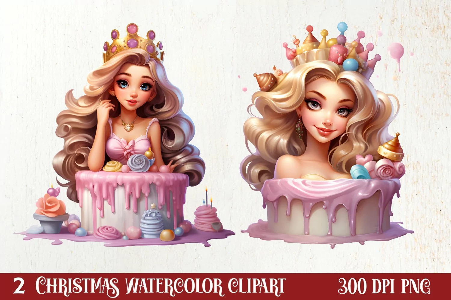 Christmas Cake Watercolor Clipart Sublimation, Christmas PNG product image 1