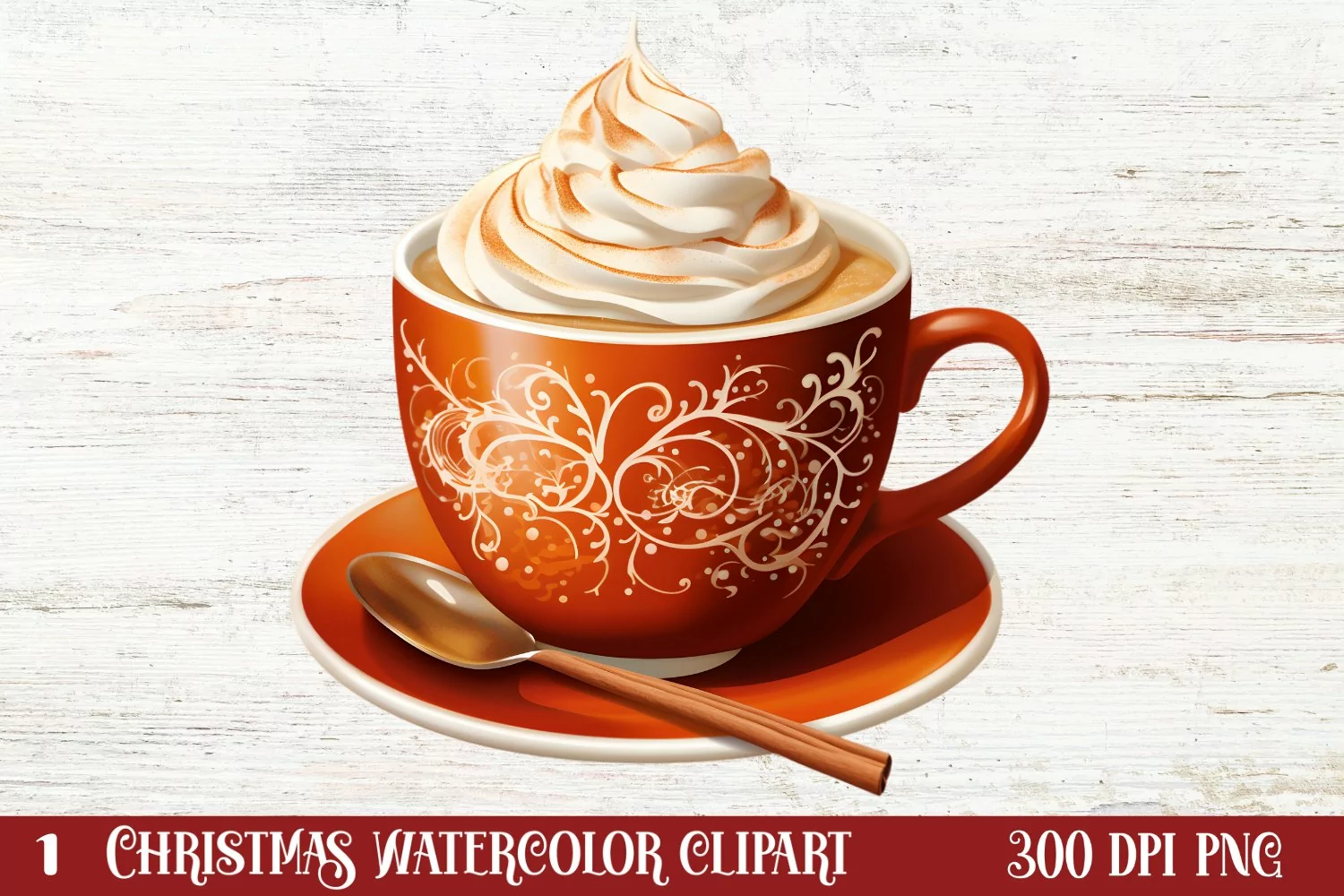 Christmas Cake Clipart, Christmas Cappuccino Clipart product image 1