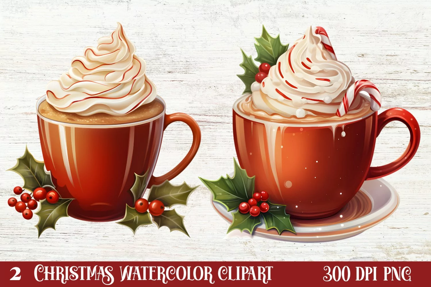 Christmas Cake Clipart, Christmas Cappuccino Clipart product image 1