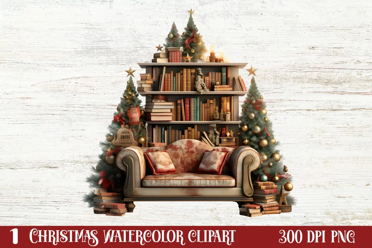 Christmas Cardinal Watercolor Clipart, Christmas Cardinal product image 1