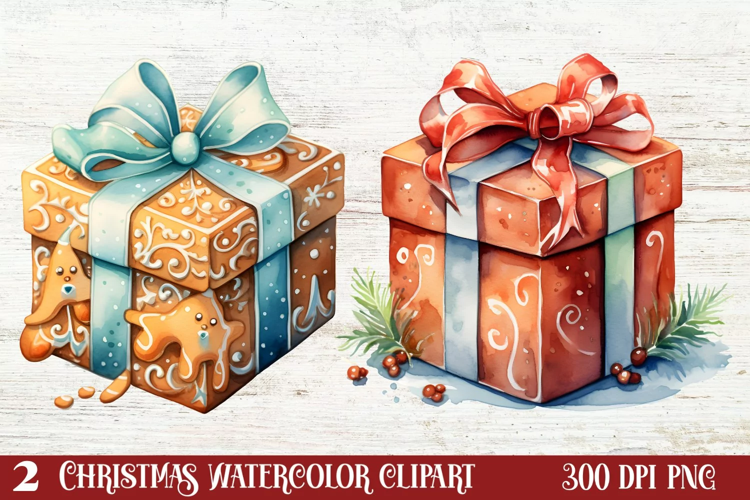 Beautiful Christmas Gingerbread Clipart, Christmas PNG product image 1