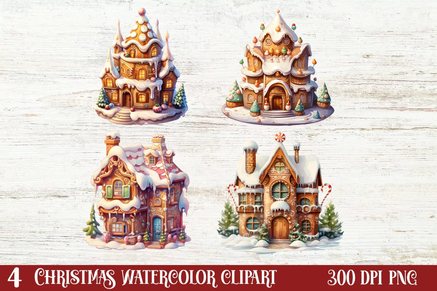 Beautiful Christmas Gingerbread Clipart, Christmas PNG product image 1
