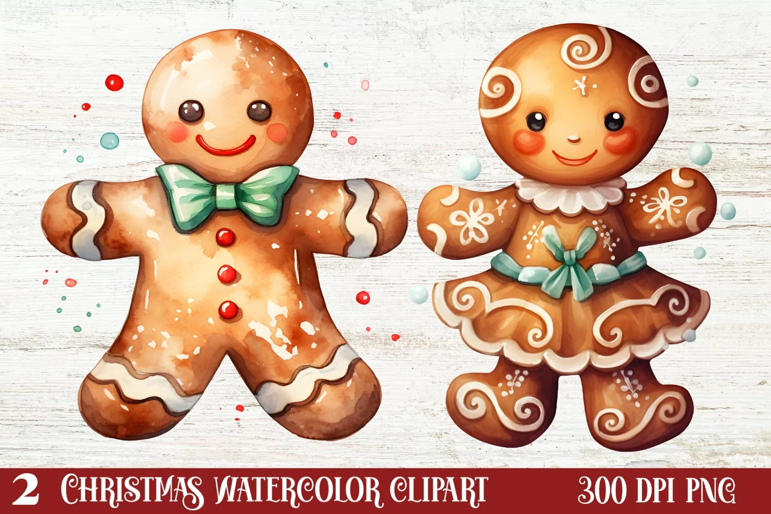 Beautiful Christmas Gingerbread Clipart, Christmas PNG product image 1
