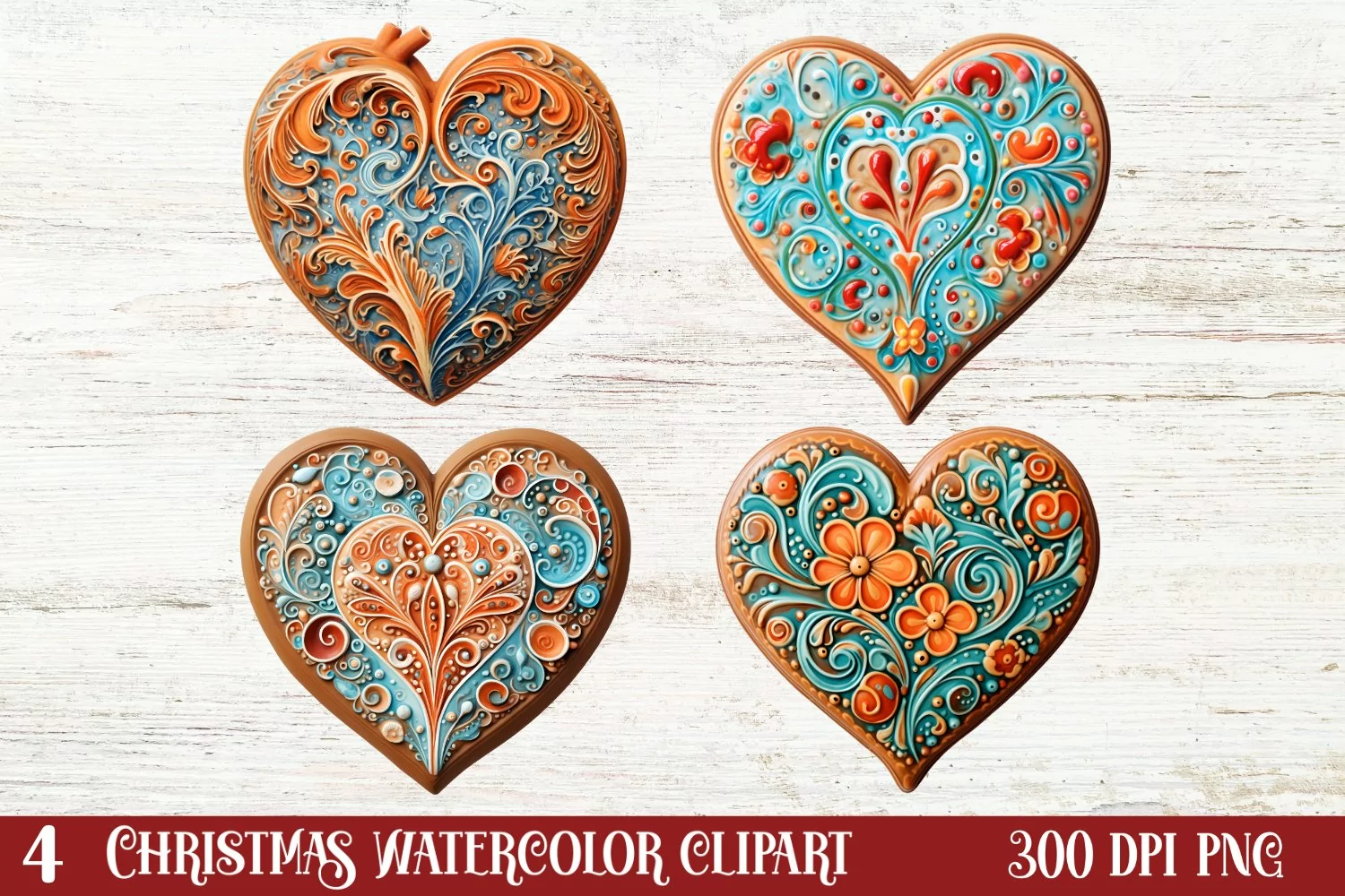 Beautiful Christmas Gingerbread Clipart, Christmas PNG product image 1