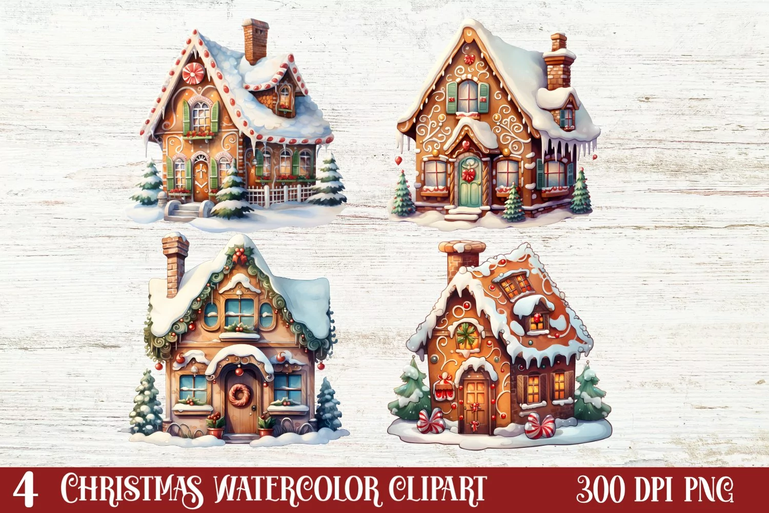 Beautiful Christmas Gingerbread Clipart, Christmas PNG product image 1