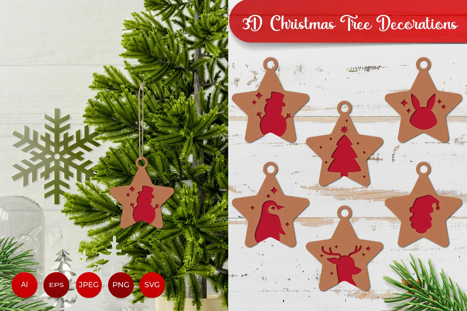 3D Ornament Christmas Character for Tree Decoration product image 1