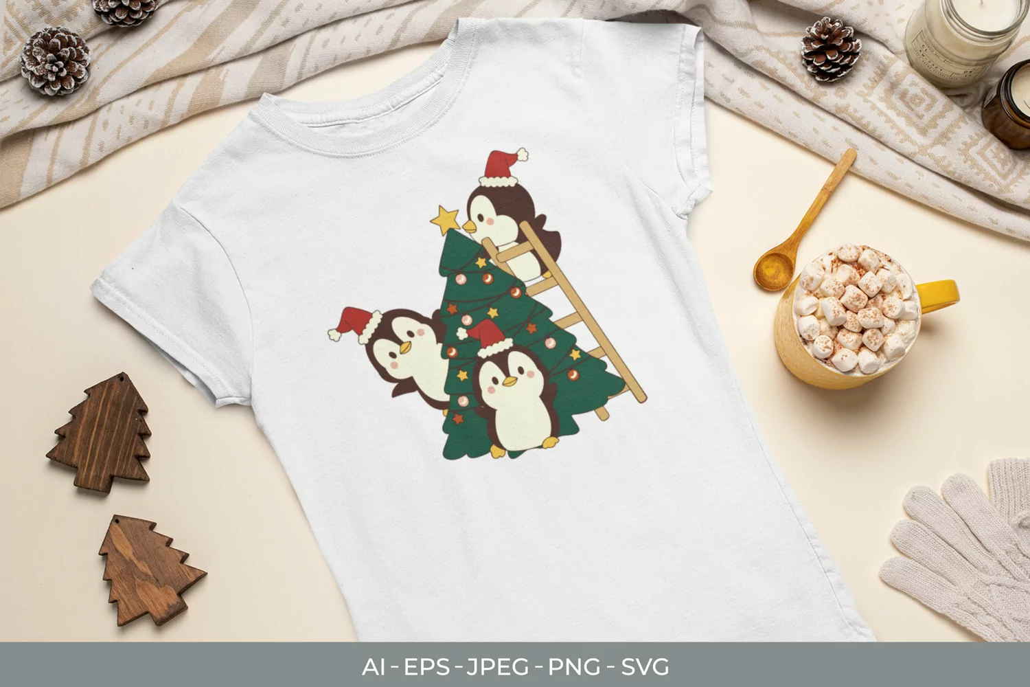 Penguins are Arranging Christmas Tree Illustration product image 1
