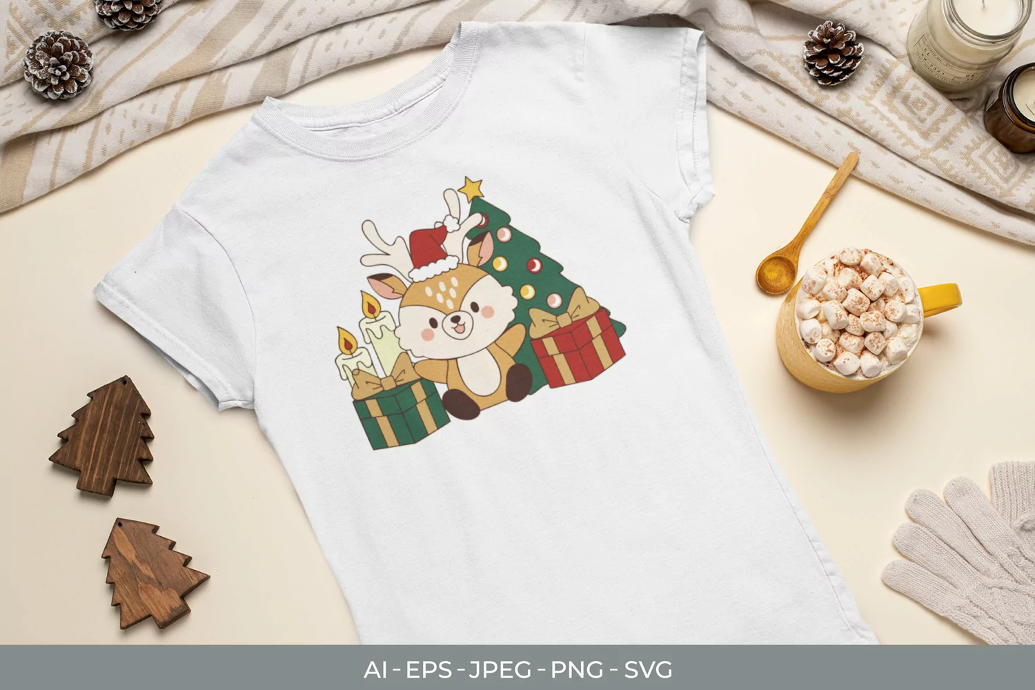 Cute Reindeer with Christmas Element Illustration product image 1