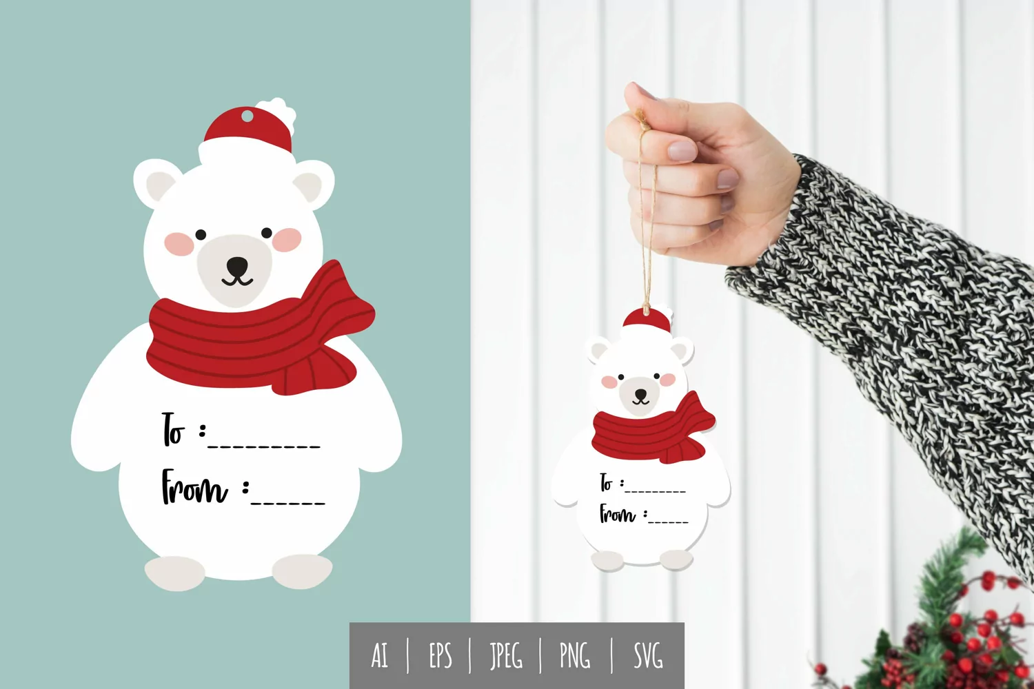 Polar Bear in Winter for Gift Tag product image 1