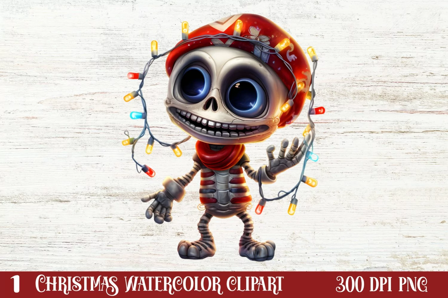 Christmas Skeleton Sublimation Clipart, Christmas PNG product image 1