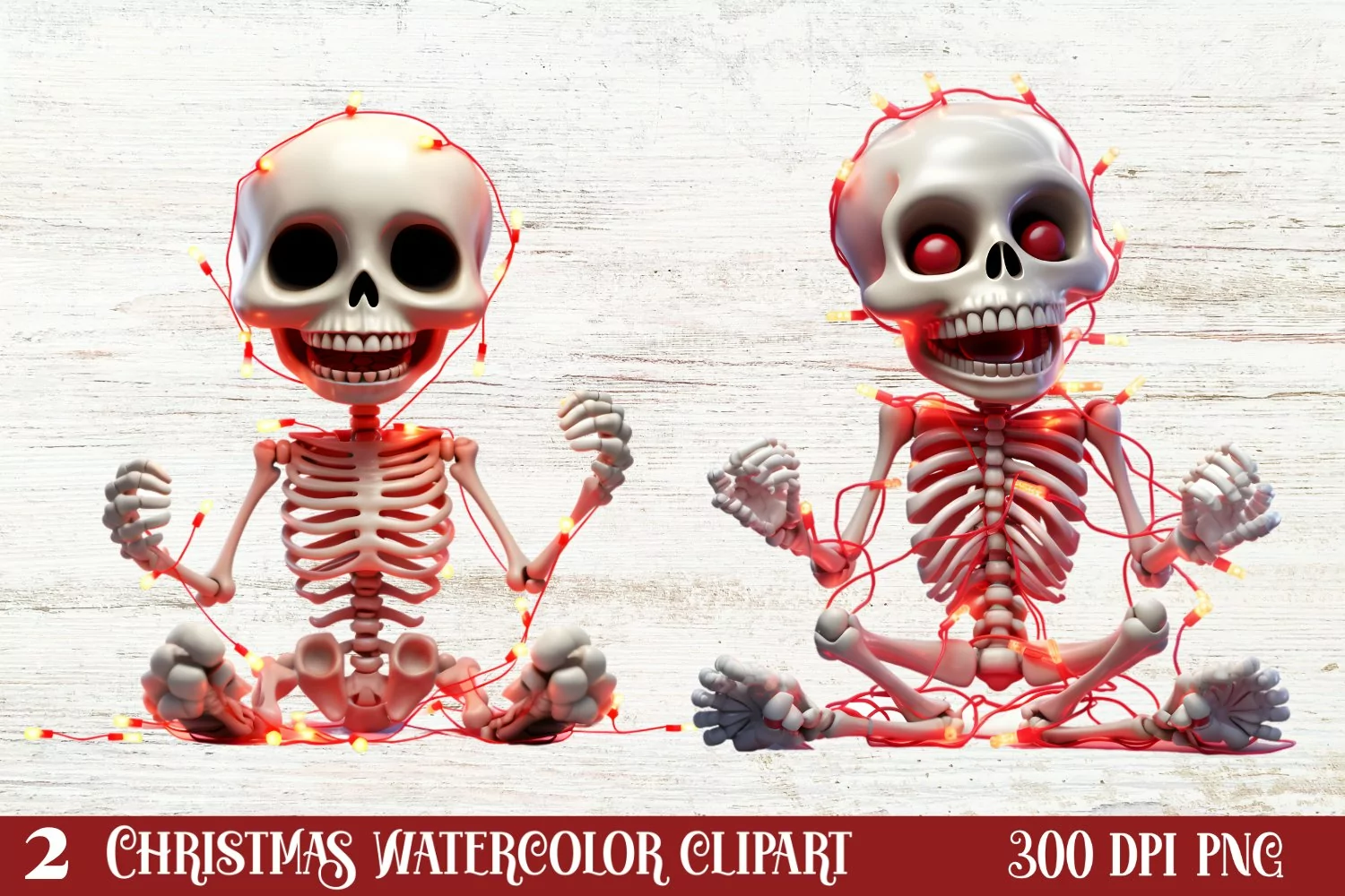Christmas Skeleton Sublimation Clipart, Christmas PNG product image 1