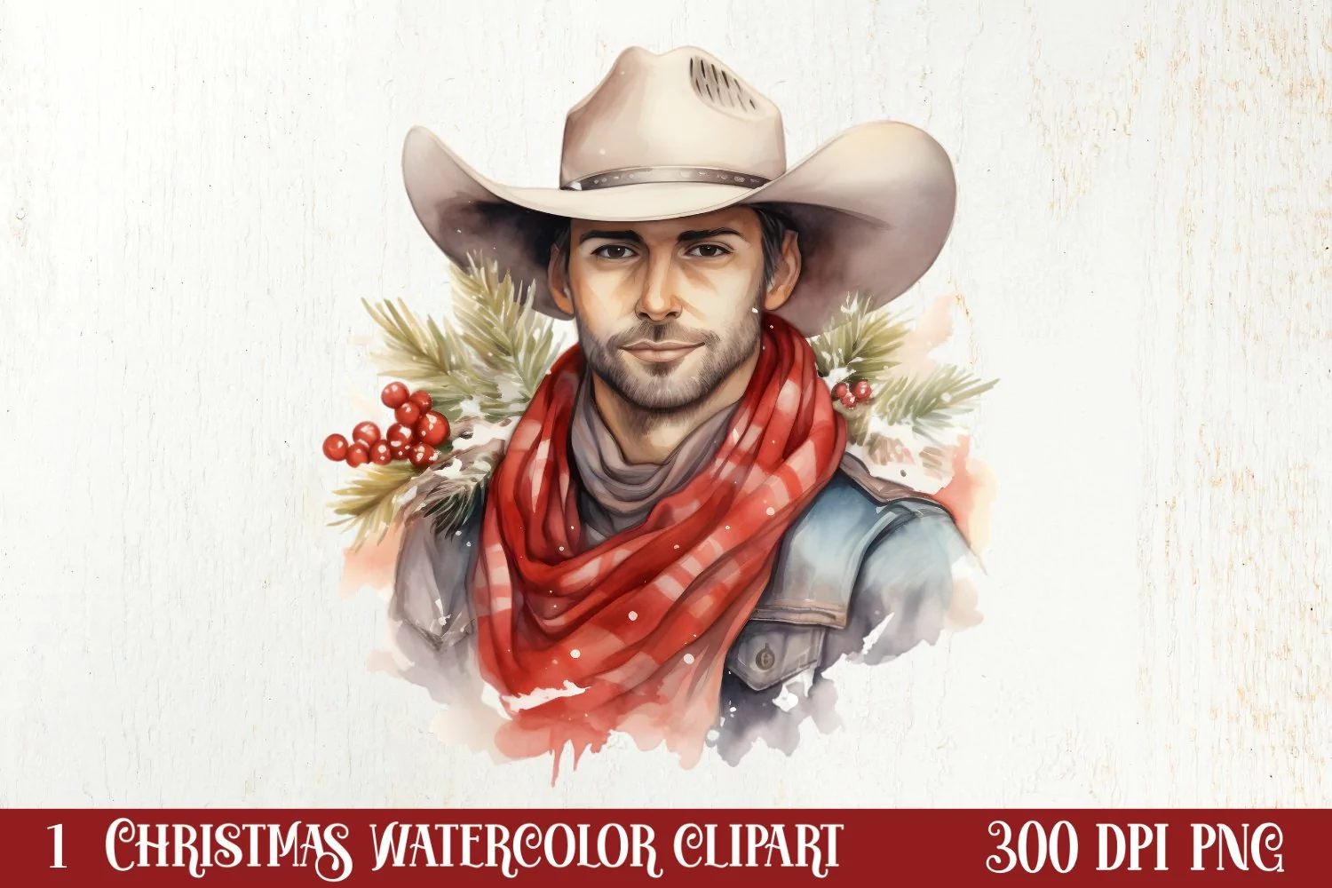 Western Christmas Cowboy Clipart Sublimation, Christmas PNG product image 1