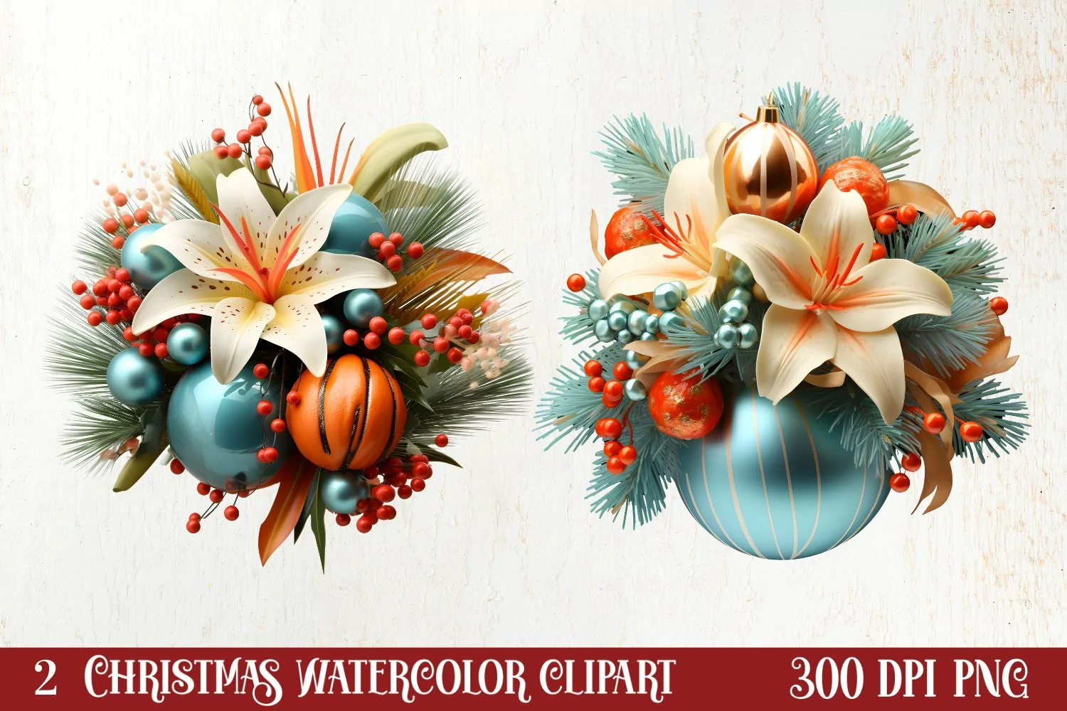 Tropical Christmas Clipart , Christmas PNG product image 1