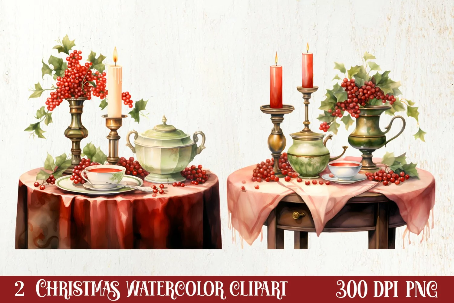 Vintage Christmas Magic Clipart, Christmas Clipart product image 1