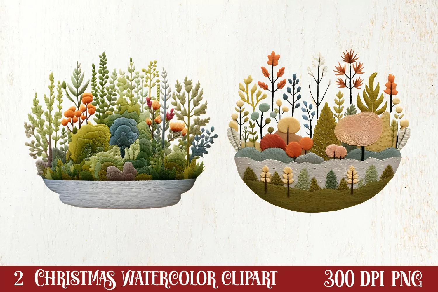 Christmas Knitting Clipart Watercolour , Christmas PNG product image 1