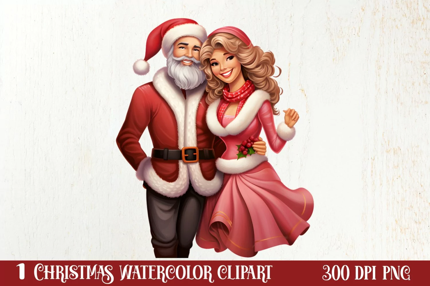 Mr And Mrs Santa Claus Clipart Sublimation, Christmas PNG product image 1