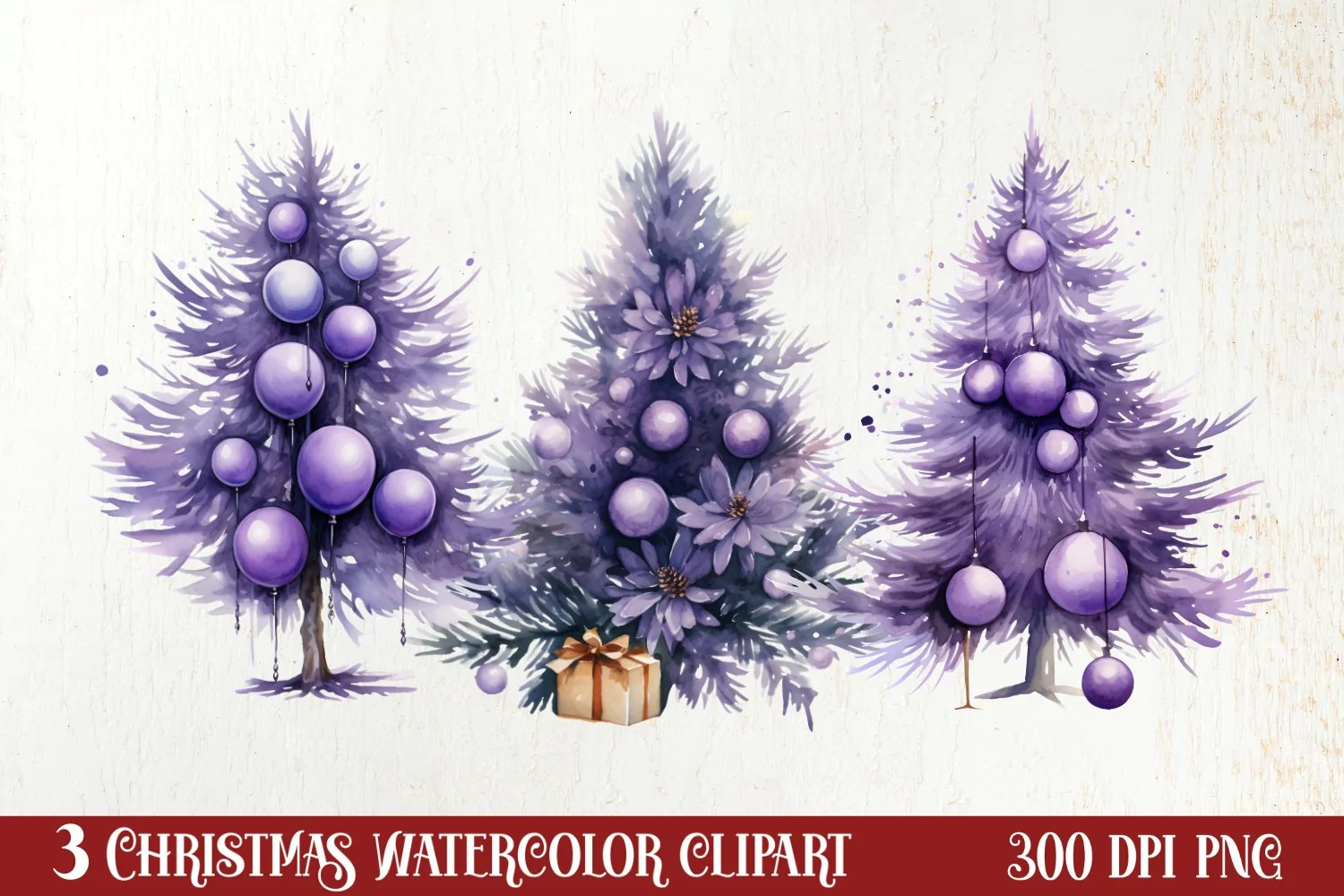 Lavender And Christmas Tree Sublimation Clipart product image 1