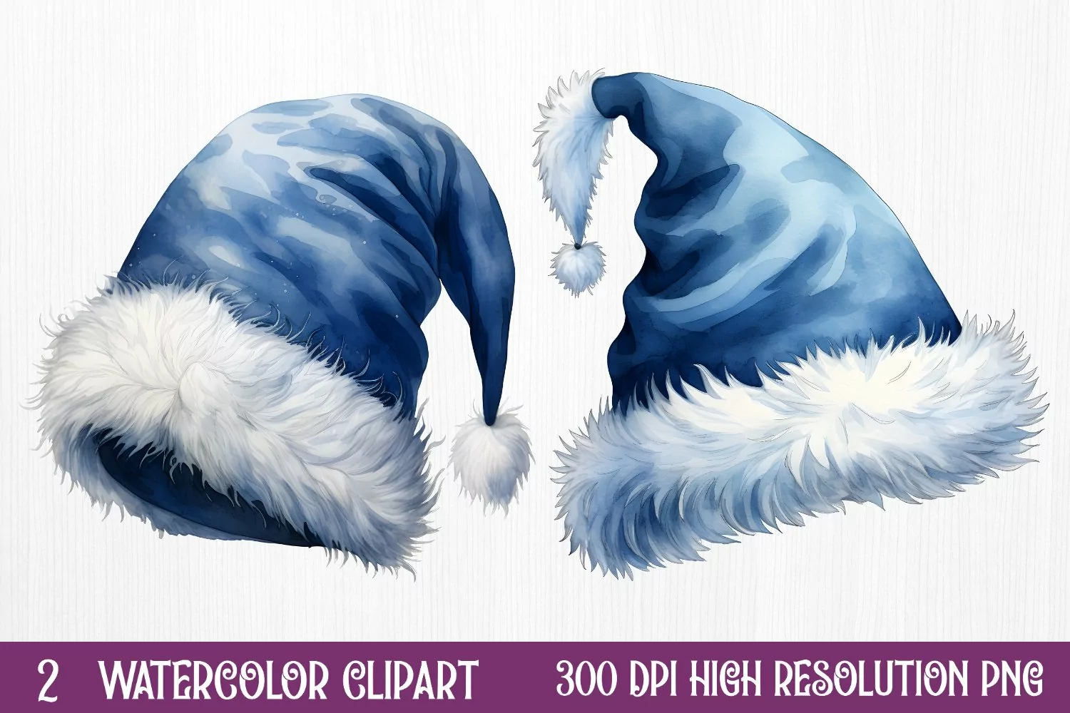 Blue Christmas Watercolor Clipart Sublimation product image 1