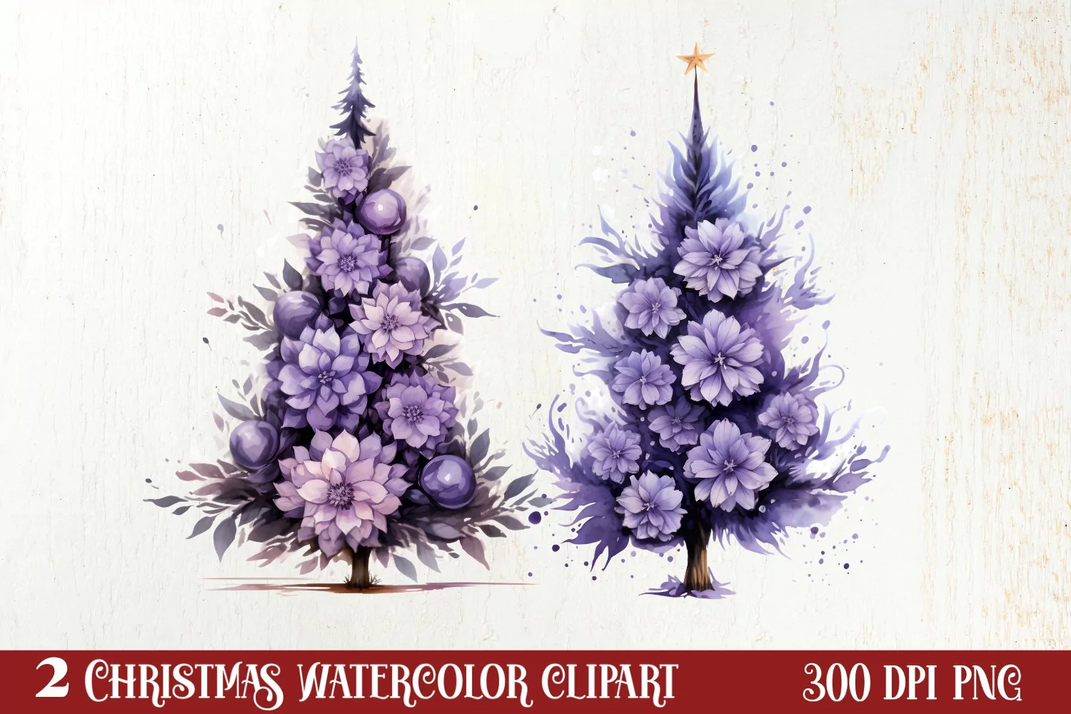 Lavender And Christmas Tree Sublimation Clipart product image 1