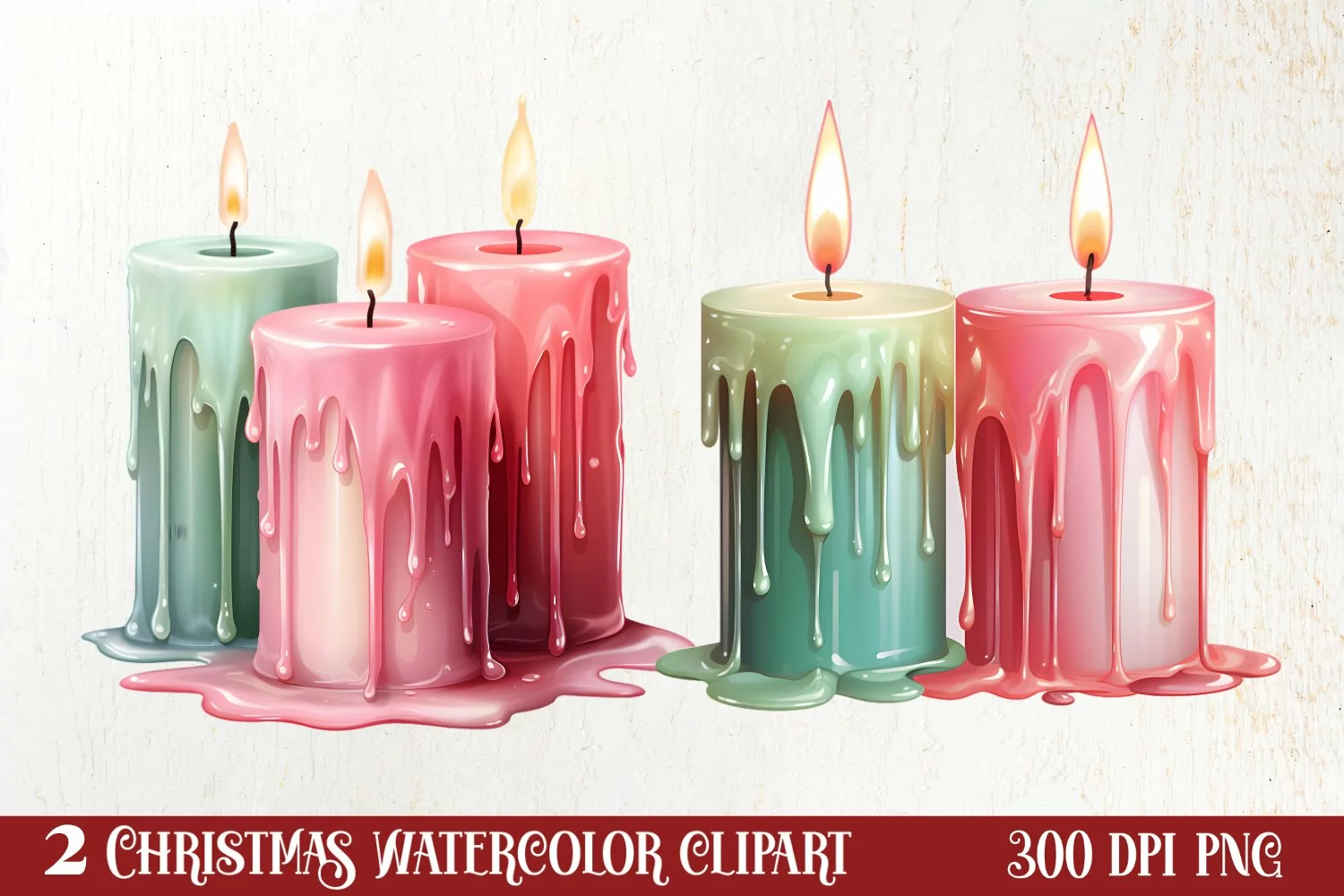 Pastel Christmas Shublimation Clipart, Pastel Christmas Clip product image 1