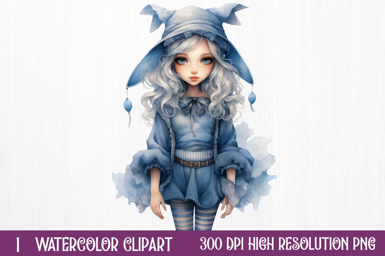Blue Christmas Watercolor Clipart Sublimation product image 1
