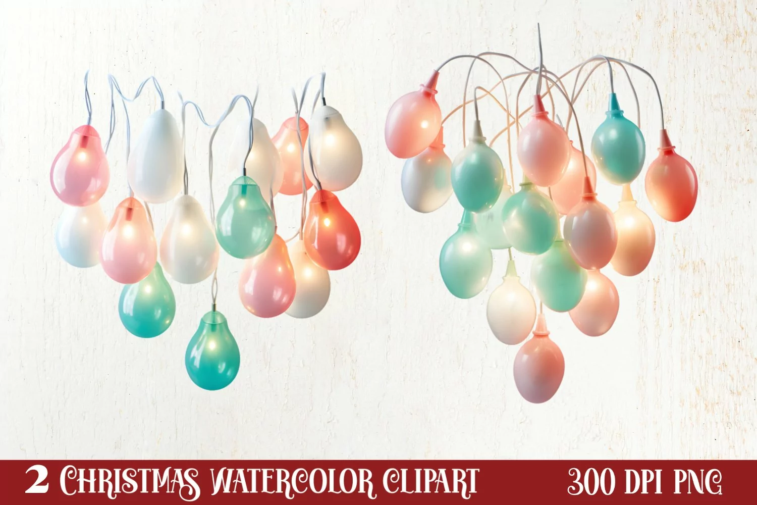 Pastel Christmas Shublimation Clipart, Pastel Christmas Clip product image 1