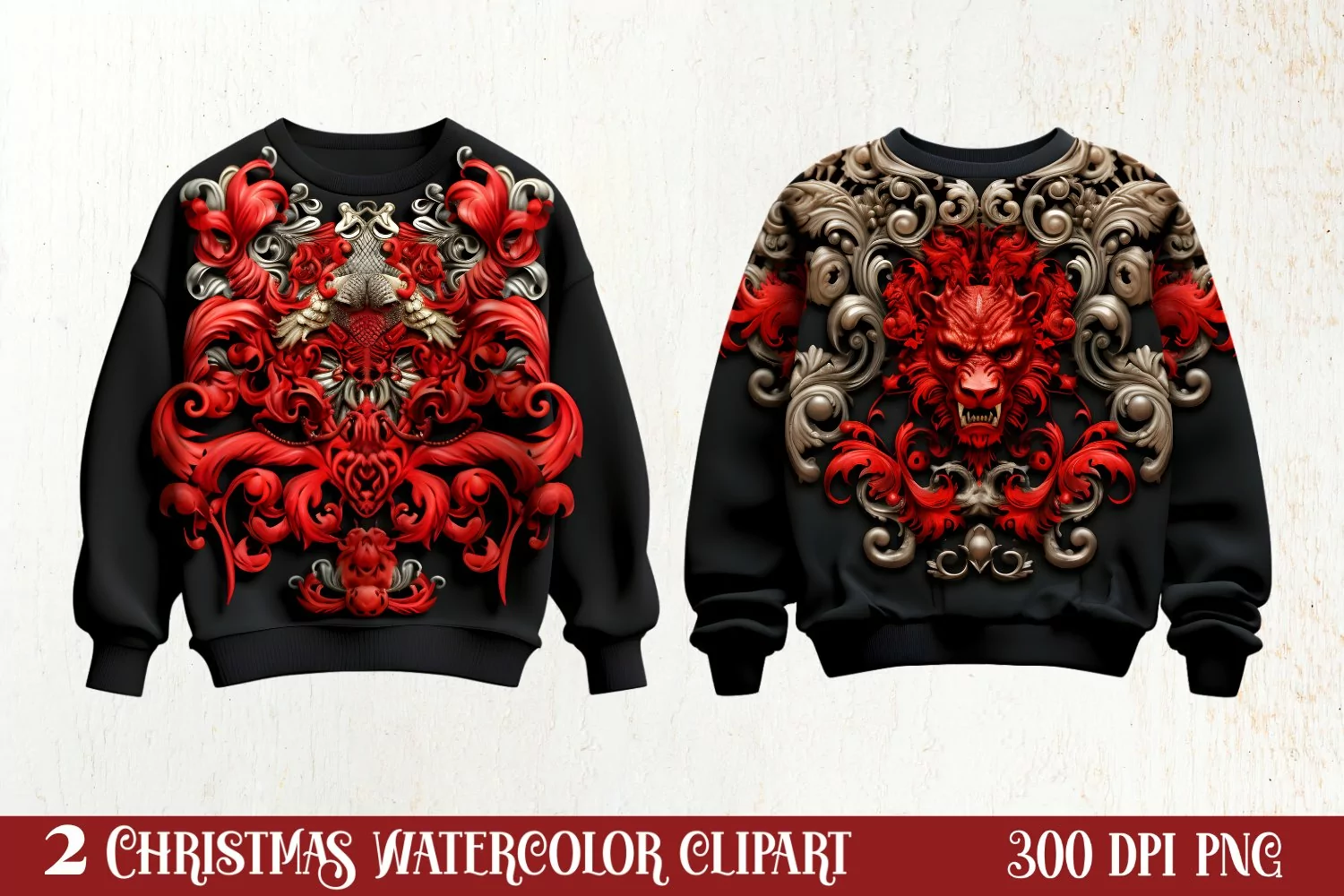 Gothic Christmas Clipart Sublimation, Gothic Christmas product image 1