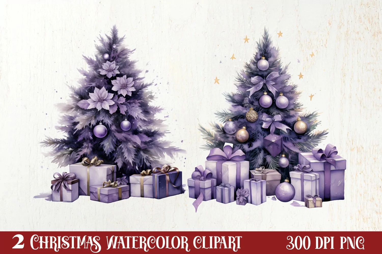 Lavender And Christmas Tree Sublimation Clipart product image 1