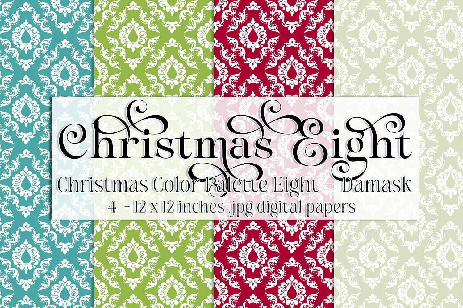 Christmas Background, Christmas Eight Color Palette, Damask product image 1