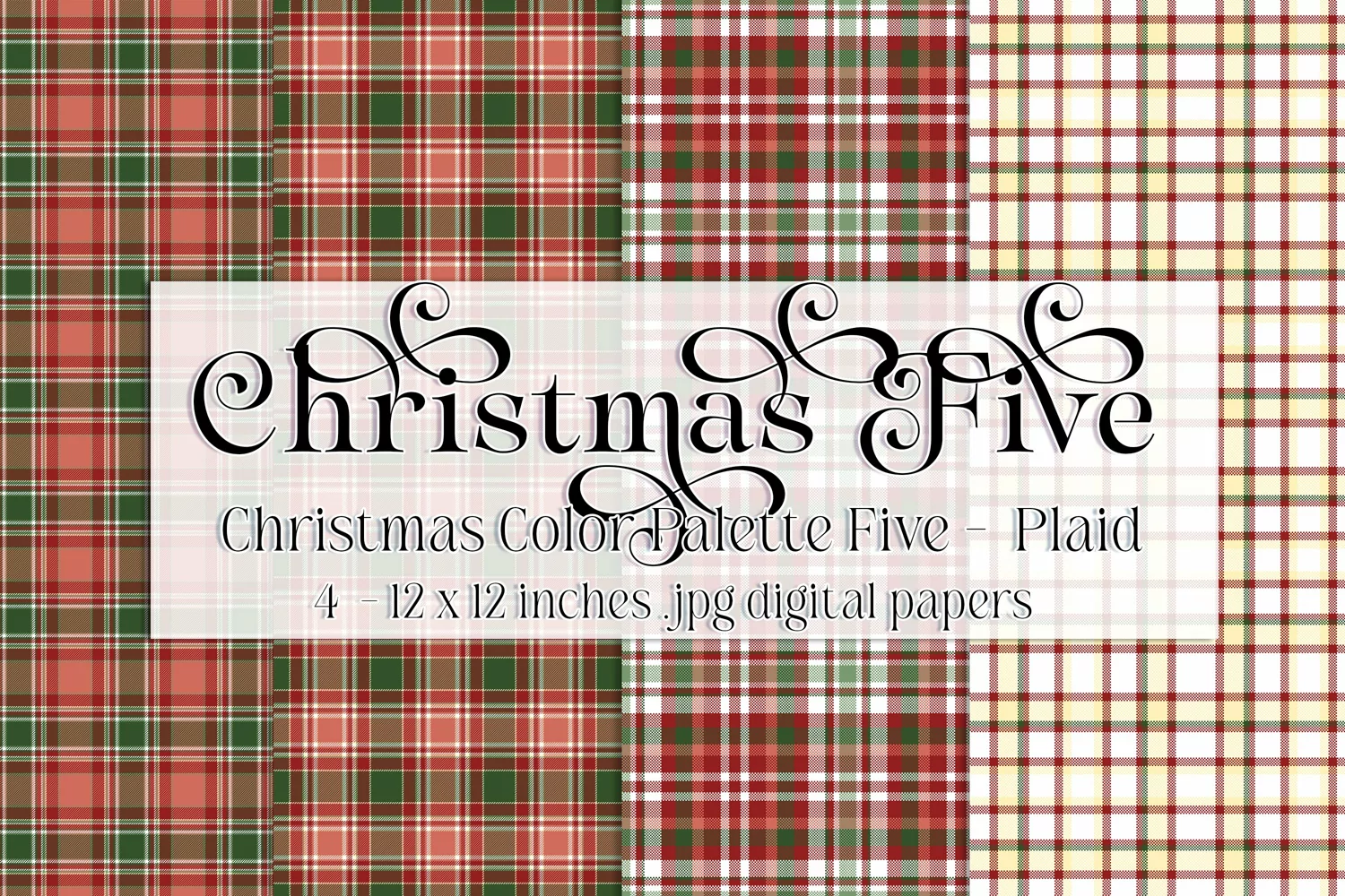 Christmas Background, Christmas Five Color Palette, Plaid s3 product image 1