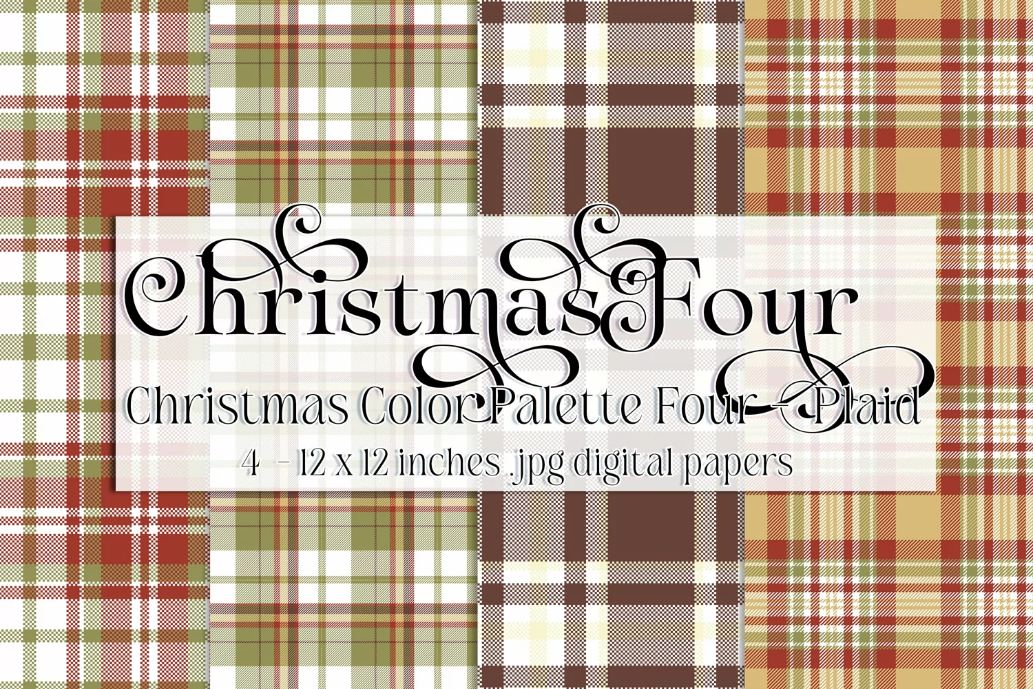 Christmas Background, Christmas Four Color Palette, Plaid s1 product image 1
