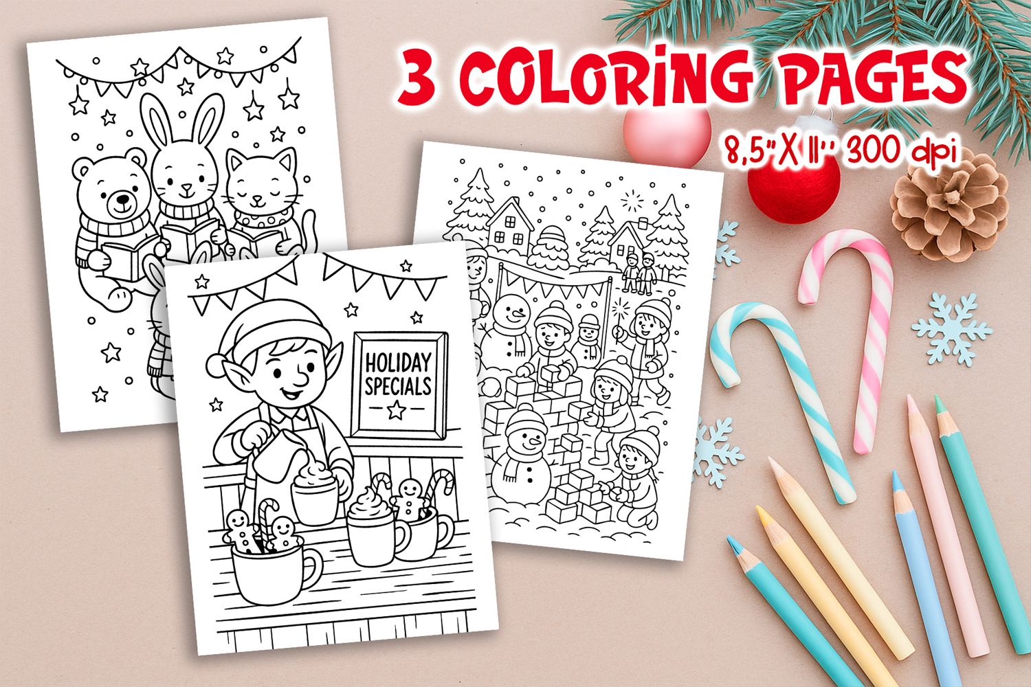 Christmas Kids Coloring Pages | Elf Cocoa & Carols product image 1