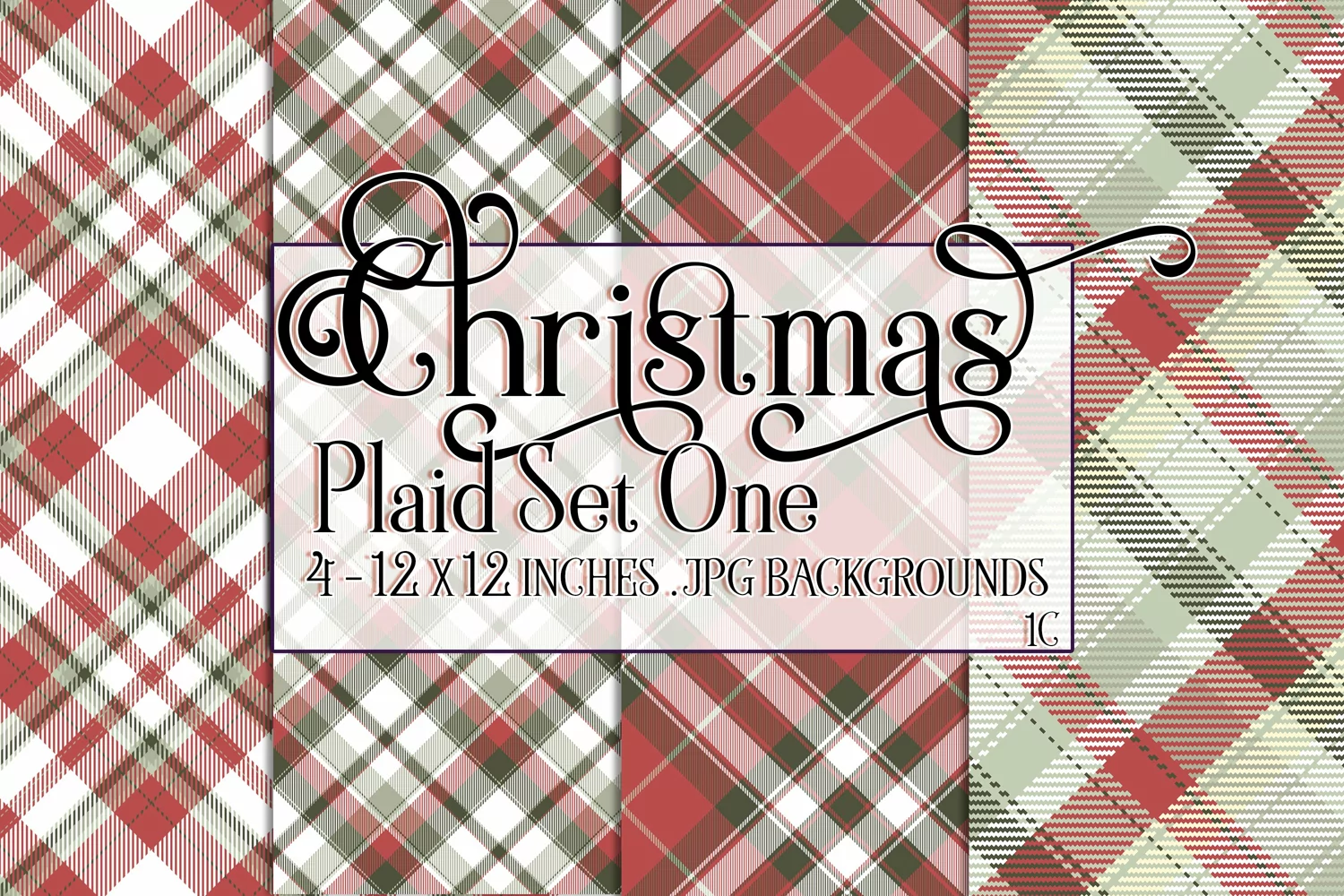 Christmas Background, 12x12 Christmas Plaid Papers, One product image 1