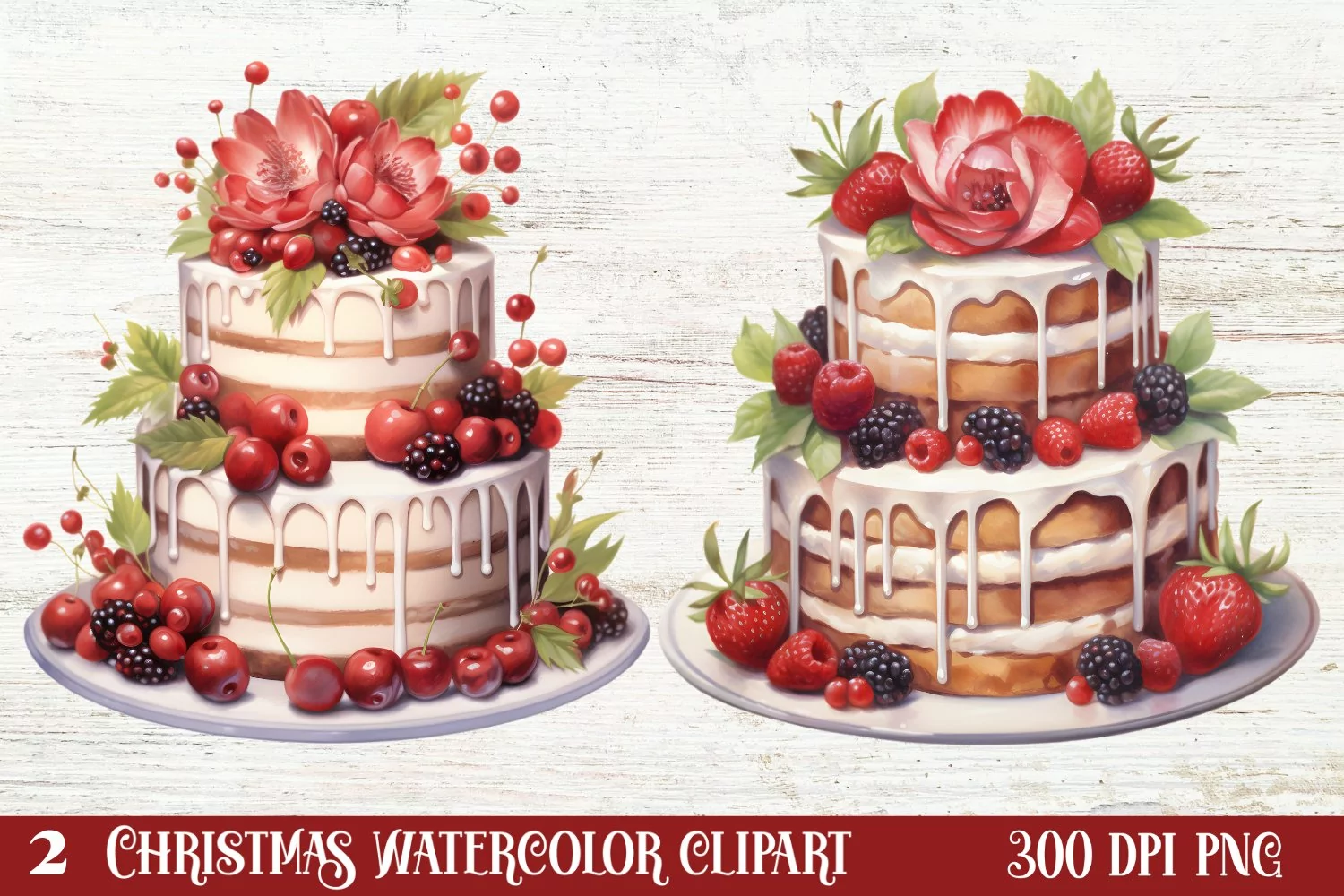 Christmas Cake Clipart, Christmas Cake Clipart product image 1