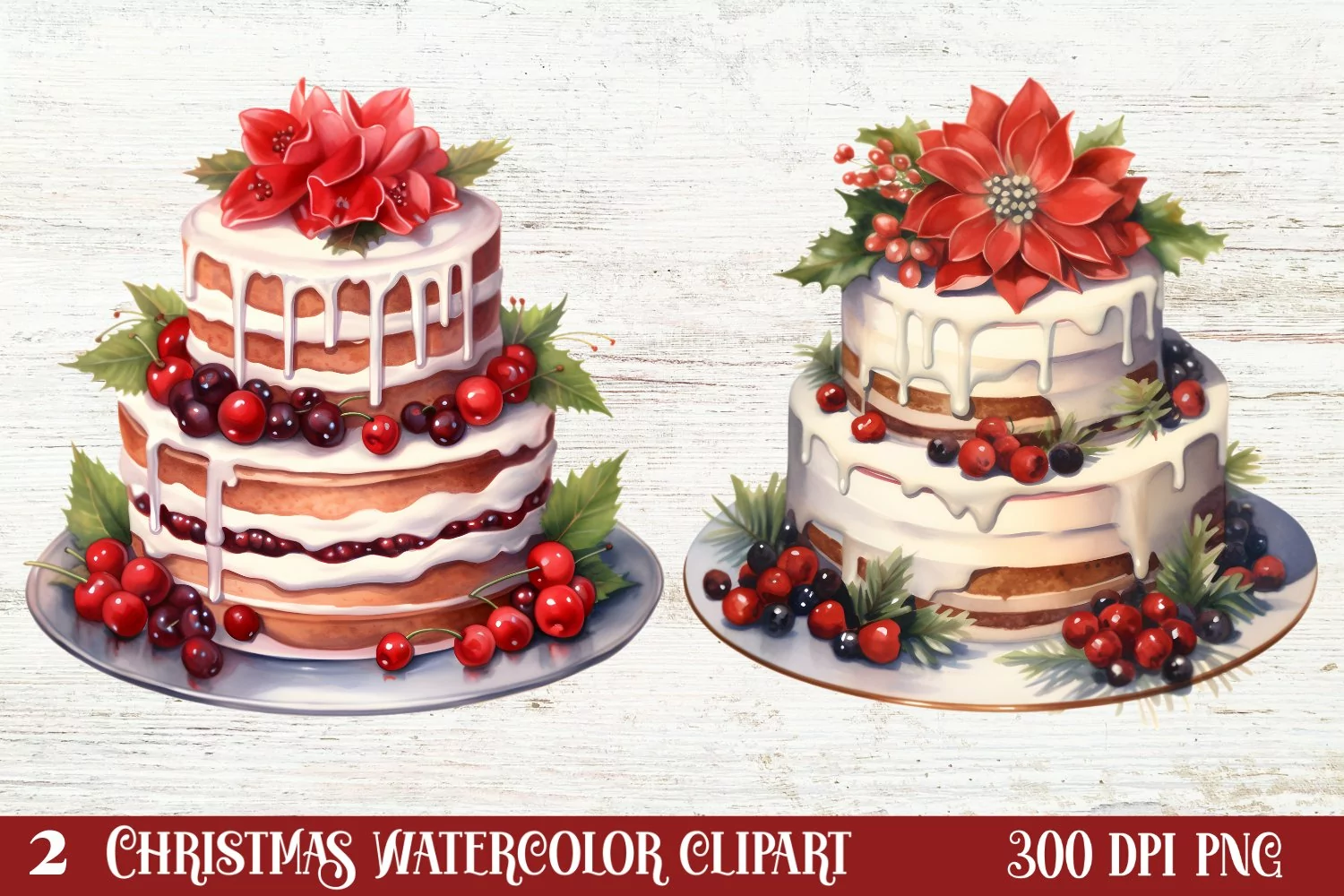 Christmas Cake Clipart, Christmas Cake Clipart product image 1