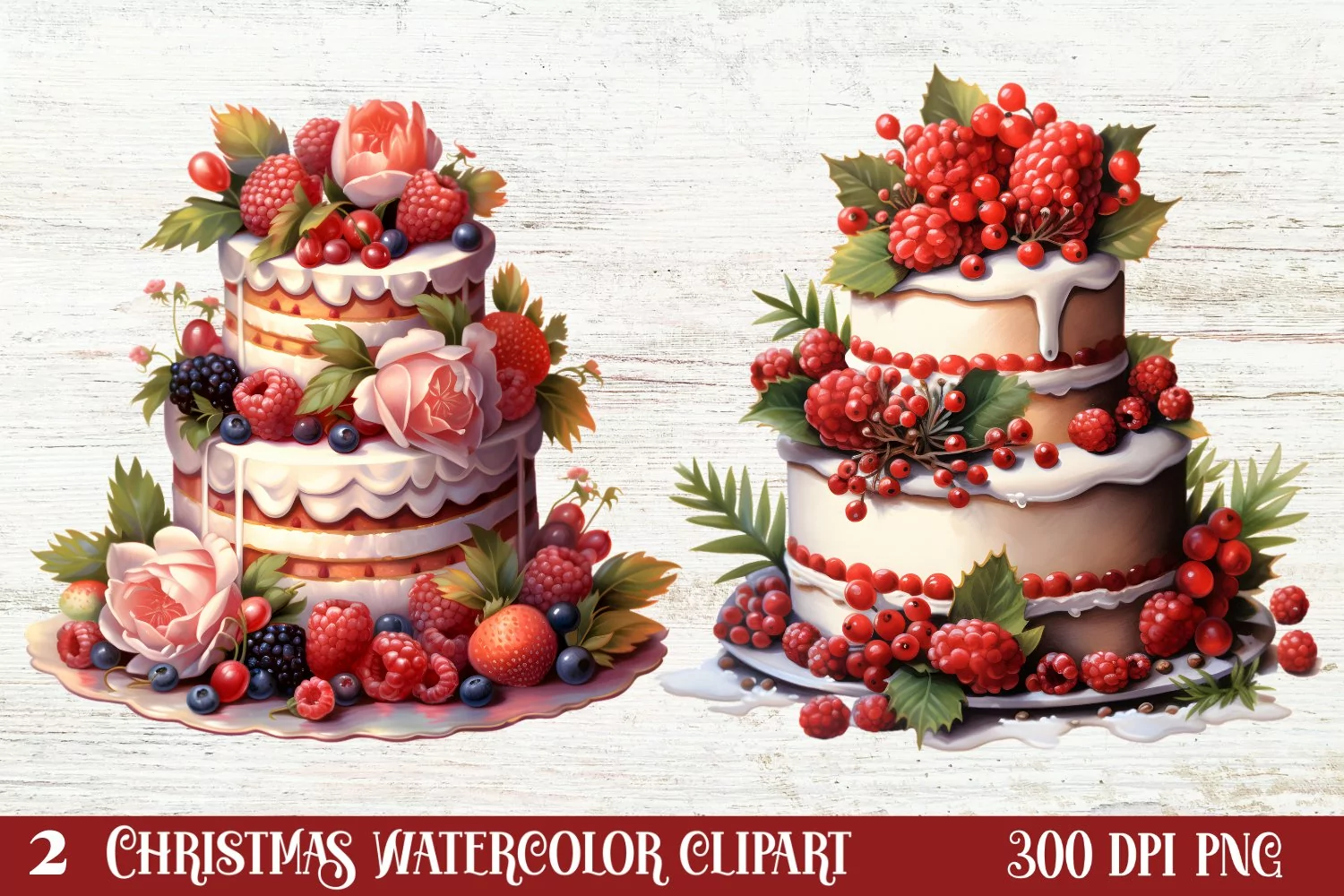 Christmas Cake Clipart, Christmas Cake Clipart product image 1