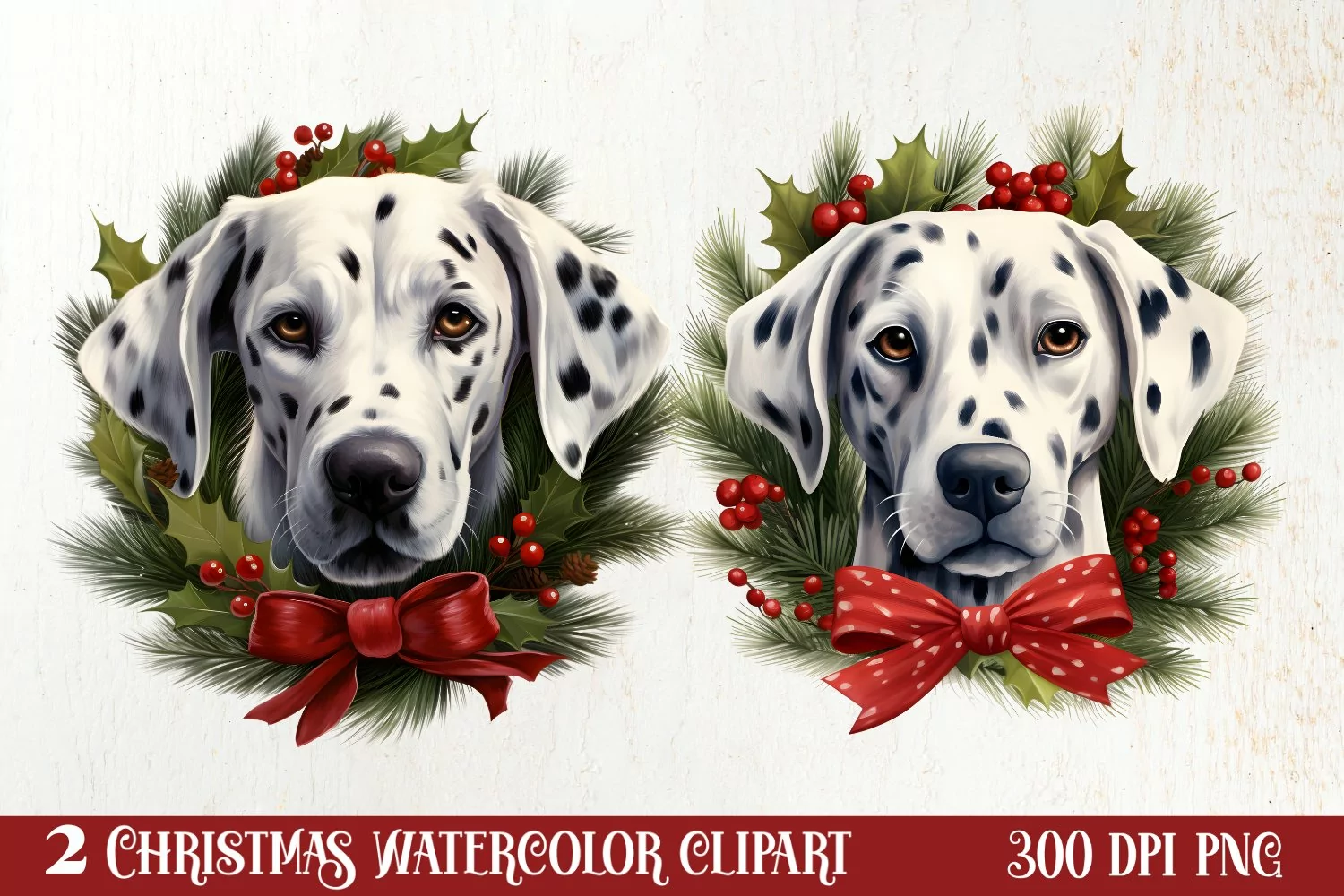 Christmas Dog Wreath Sublimation Clipart, Christmas Dog PNG product image 1