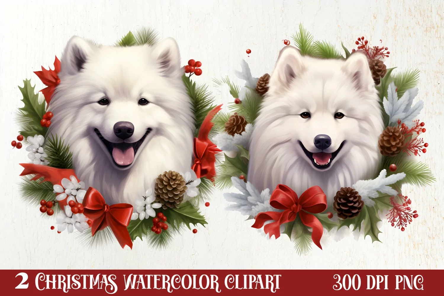 Christmas Dog Wreath Sublimation Clipart, Christmas Dog PNG product image 1