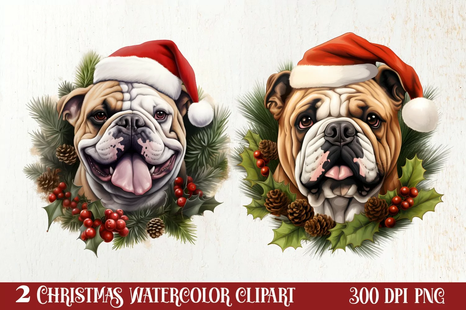 Christmas Dog Wreath Sublimation Clipart, Christmas Dog PNG product image 1
