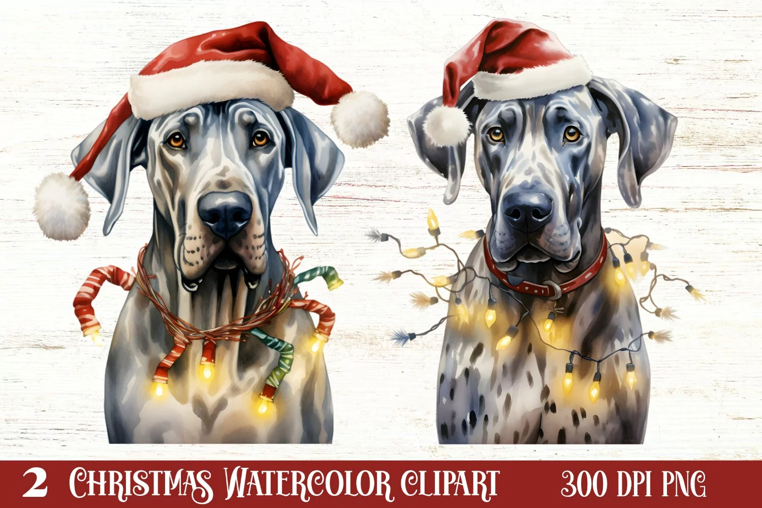 Dog Christmas Lights Sublimation Clipart, Chritsmas PNG product image 1