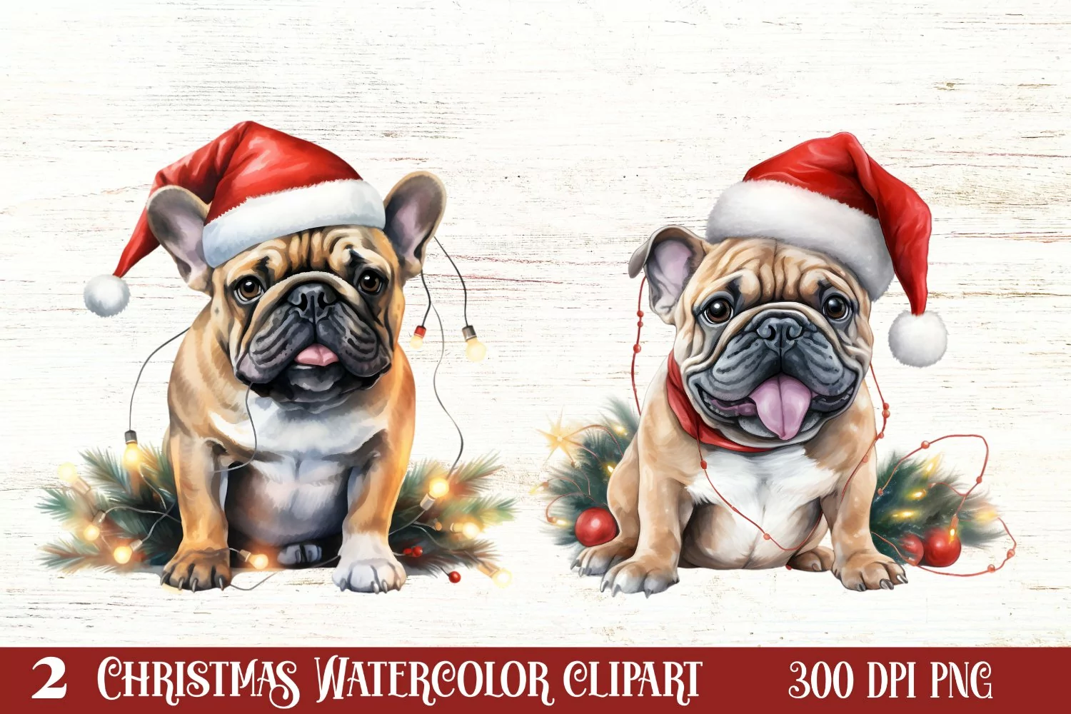 Dog Christmas Lights Sublimation Clipart, Chritsmas PNG product image 1