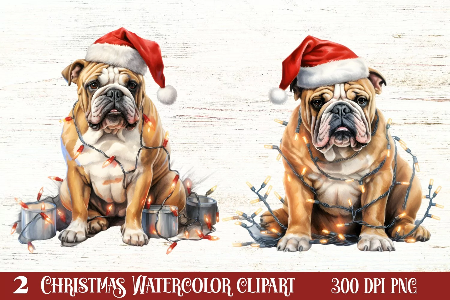 Dog Christmas Lights Sublimation Clipart, Chritsmas PNG product image 1