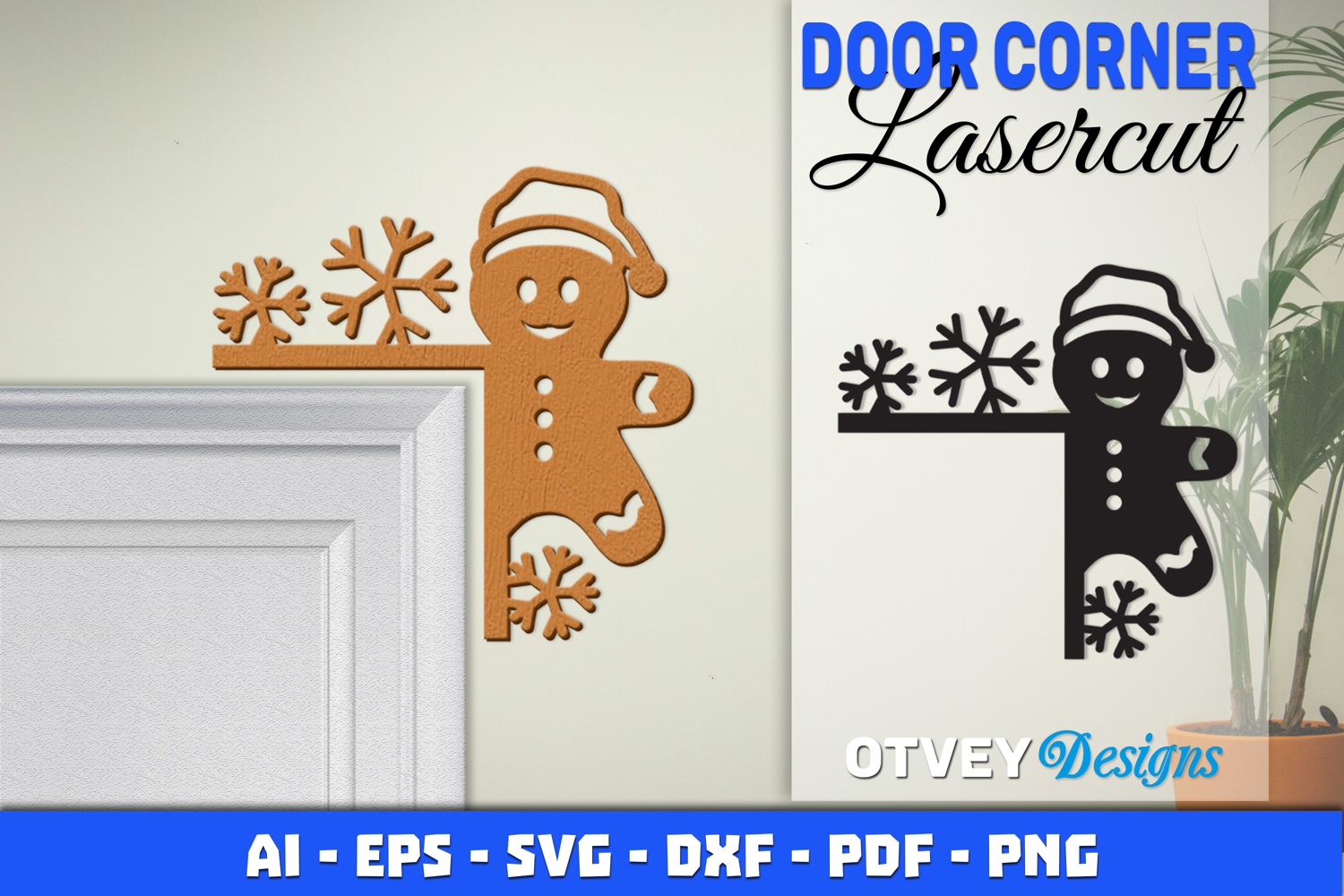 Christmas Door Corner Decoration Lasercut File SVG product image 1