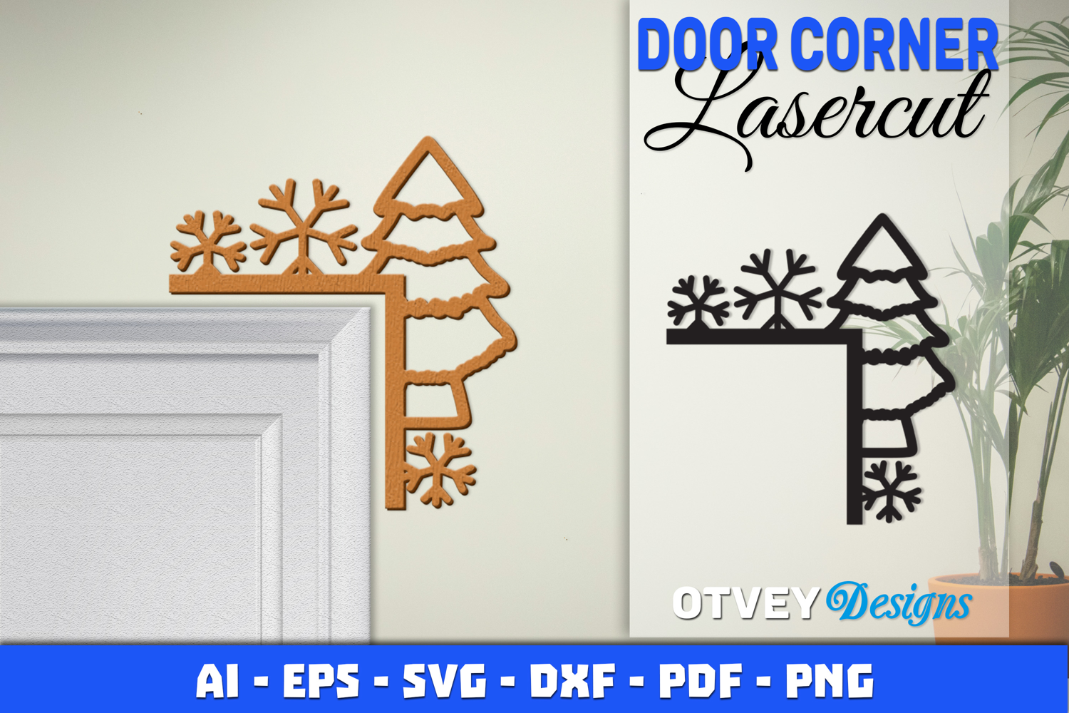 Christmas Door Corner Decoration Lasercut File SVG product image 1