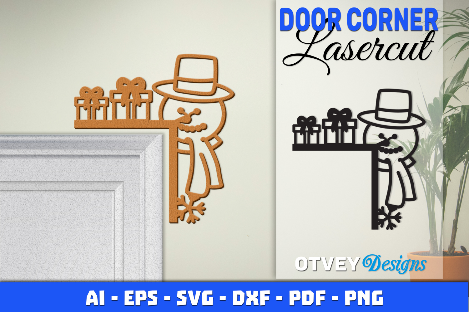 Christmas Door Corner Decoration Lasercut File SVG product image 1