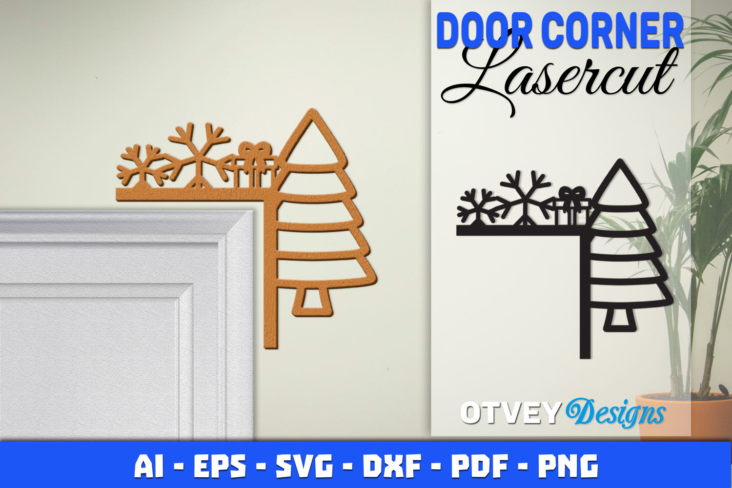 Christmas Door Corner Decoration Lasercut File SVG product image 1