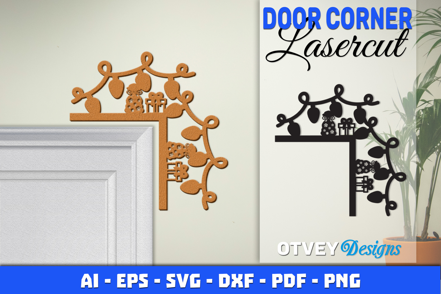 Christmas Door Corner Decoration Lasercut File SVG product image 1