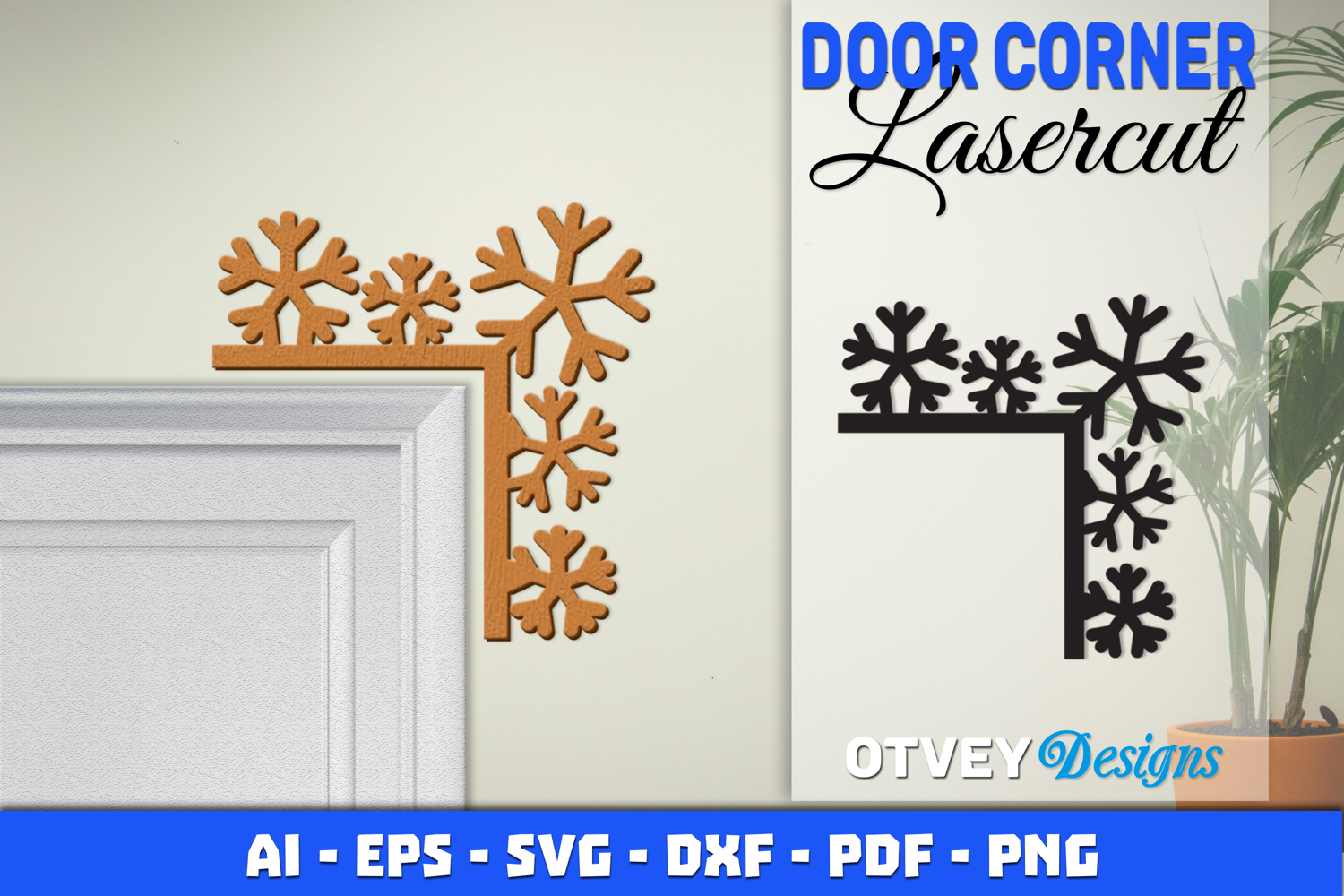 Christmas Door Corner Decoration Lasercut File SVG product image 1